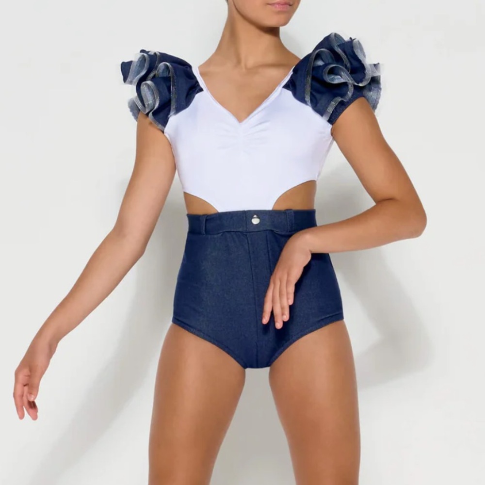 Kelle Blue Jean Baby Leotard and Suspenders Pants - Picture 5 of 9